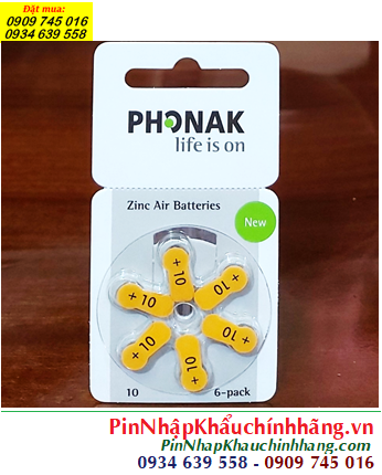 Pin máy trợ thính PHONAK PR536, Pin số 10 _Pin máy điếc PR536 chính hãng _Xuất Xứ Đức (Germany)